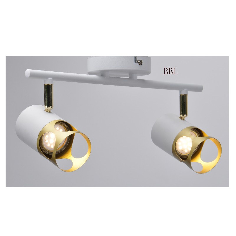 Modern spot light-2 with white + gold metal shade, can adjust direction