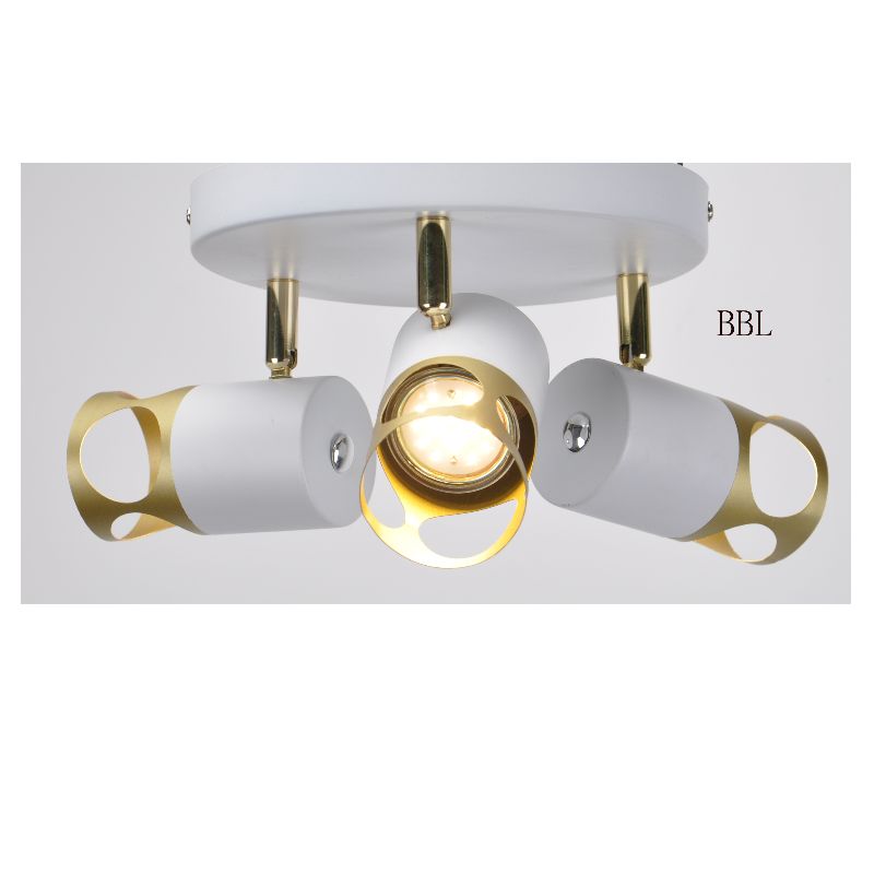 Modern spot light-3 with white + gold metal shade, can adjust direction