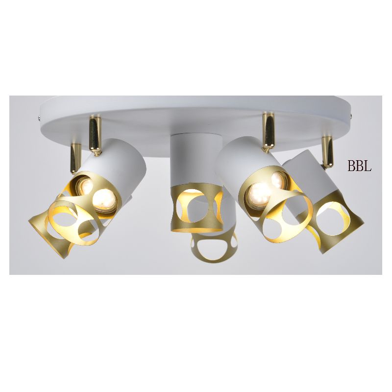 Modern spot light-6 with white + gold metal shade, can adjust direction