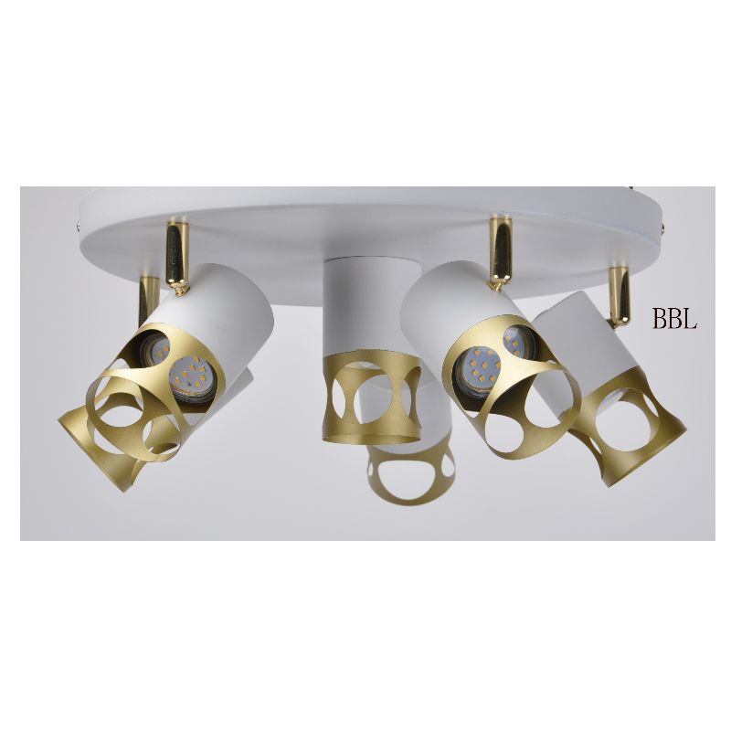 Modern spot light-6 with white + gold metal shade, can adjust direction