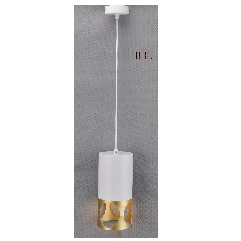 Modern pendant lamp-1  with white + gold metal shade