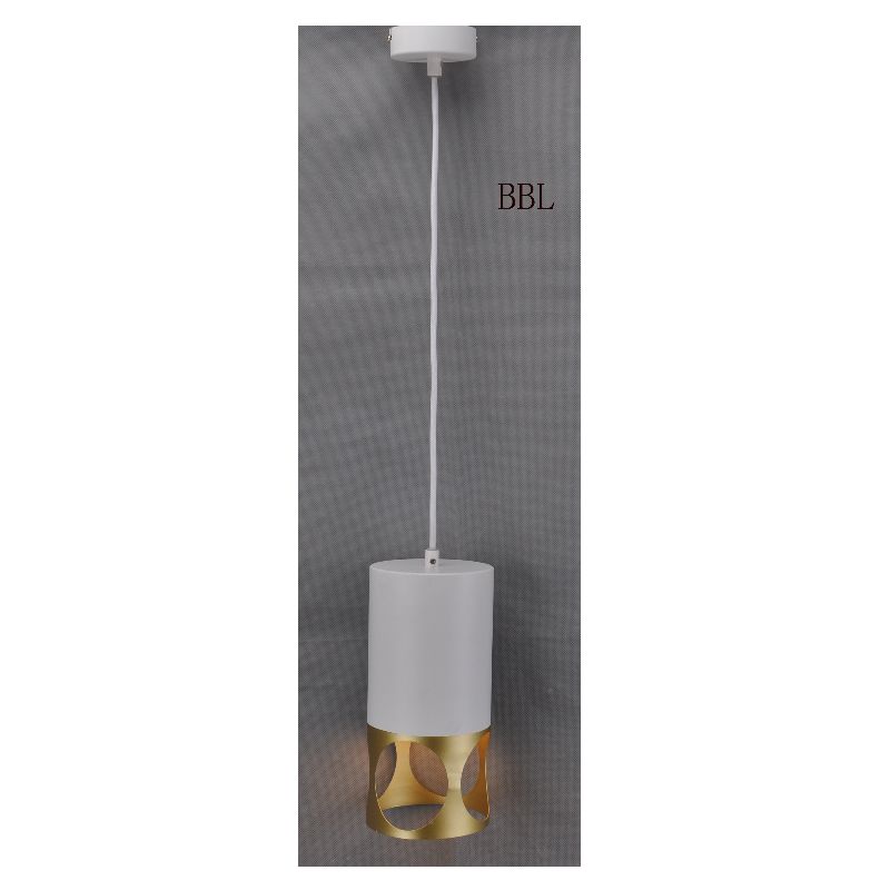 Modern pendant lamp-1  with white + gold metal shade