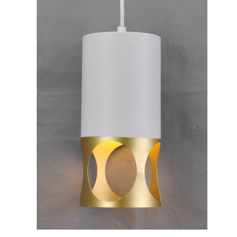 Modern pendant lamp-1  with white + gold metal shade