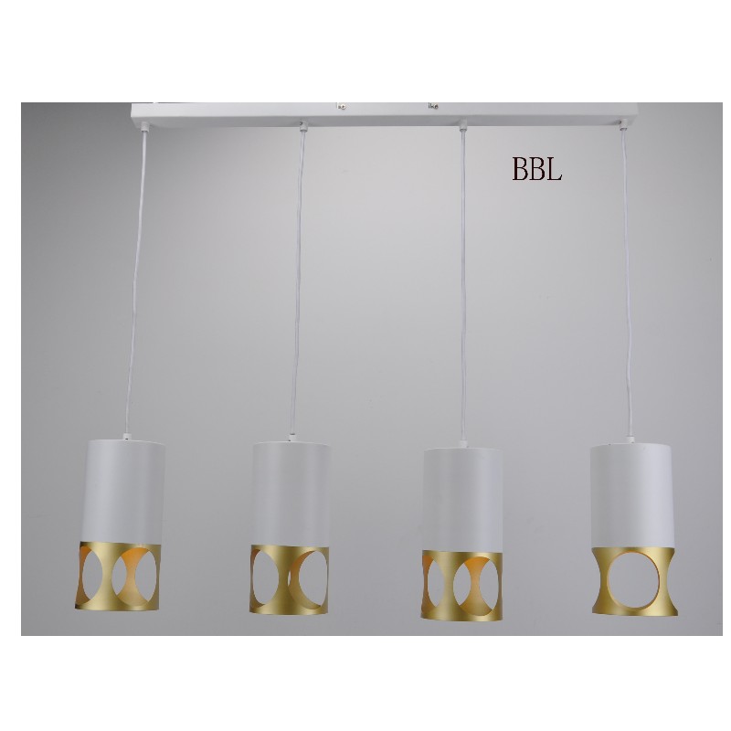 Modern pendant lamp-4 with white + gold metal shade