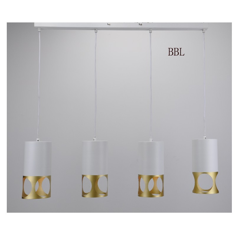 Modern pendant lamp-4 with white + gold metal shade