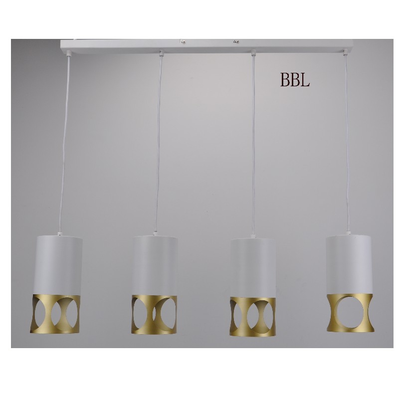 Modern pendant lamp-4 with white + gold metal shade