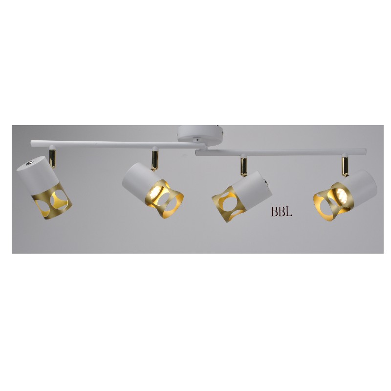 Modern spot light-4 with white + gold metal shade, can adjust direction