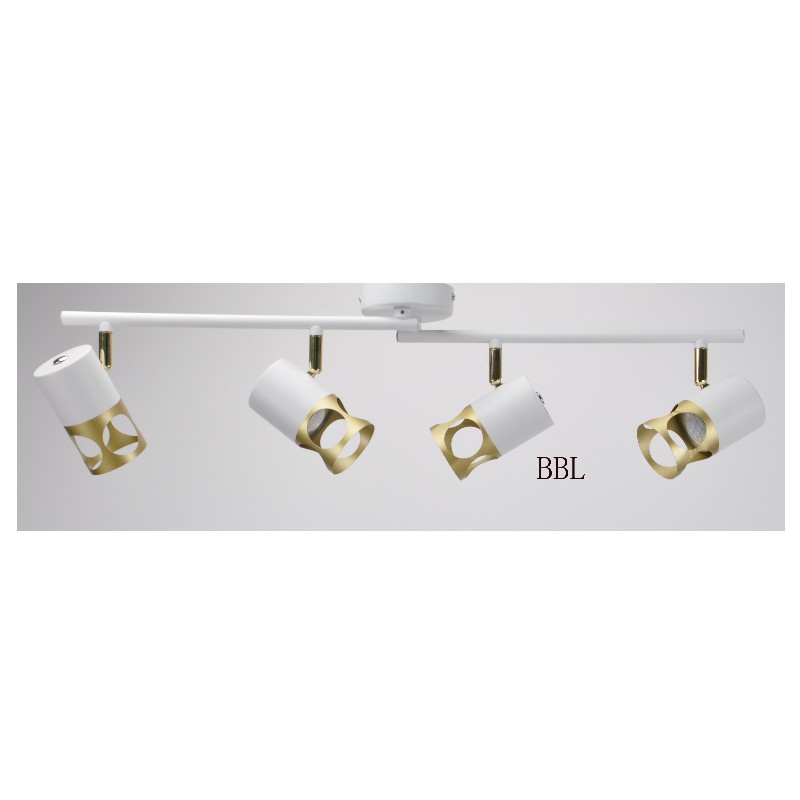 Modern spot light-4 with white + gold metal shade, can adjust direction